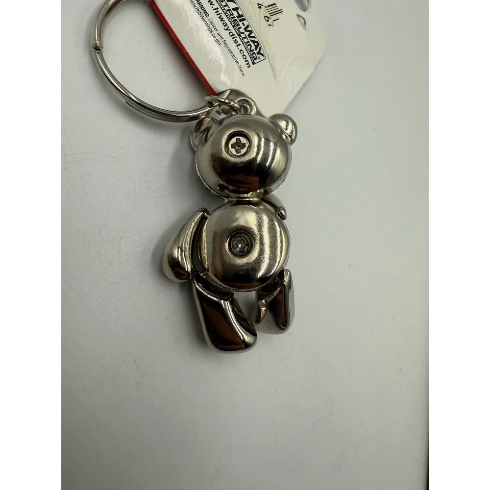 State Stuff Souvenirs New York NY Teddy Bear Keychain Silver Tone‎ Metal New